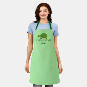 Tablier J'Aime Les Tortues mignonnes Monogramme Vert (Porté)