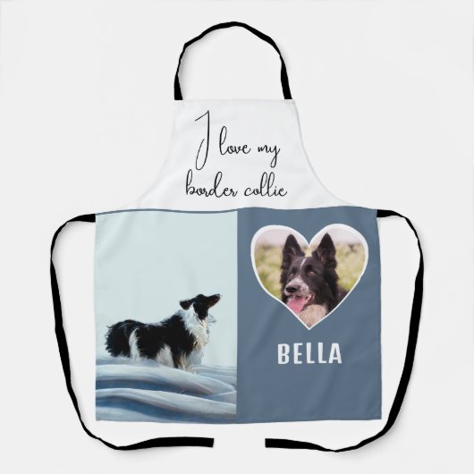 Tablier J'aime ma frontière Collie Dessin Chien Nom de la (Recto)