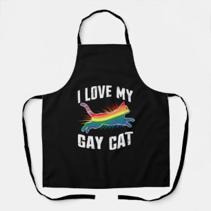 Tablier J'aime mon chat gay drôle arc-en-ciel fierté lgbt
