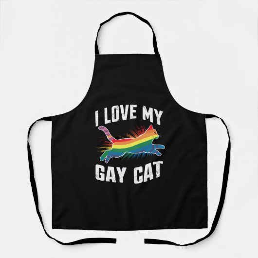 Tablier J'Aime Mon Chat Gay Funny Rainbow Pride Lgbt (Recto)
