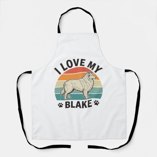 Tablier J'aime mon chien Blake rétro gravure design_1 (Recto)