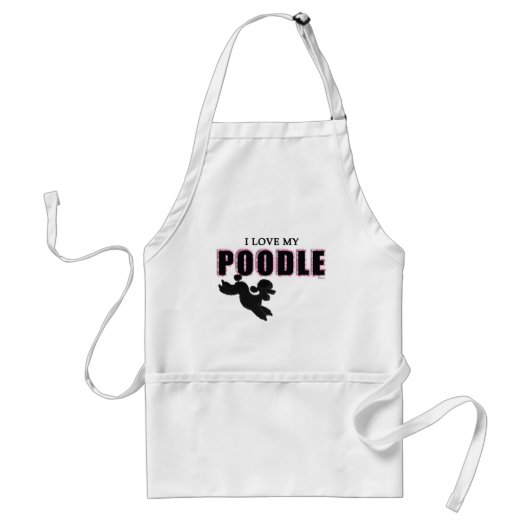 Tablier J'Aime Mon Poodle Noir (Devant)