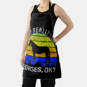 Tablier J'aime vraiment les chevaux en bleu et jaune (Insitu)