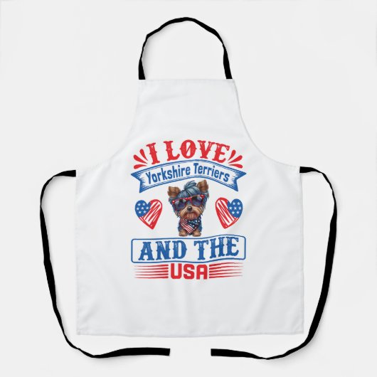 Tablier J'aime Yorkshire Terriers et les USA 01 (Recto)