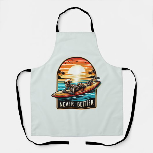 Tablier Jamais mieux - Squelette Surf Sunset Wave (Recto)
