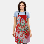 Tablier Japonais KIMONO Textile, motif floral (Porté)