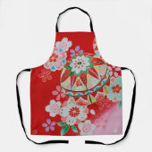 Tablier Japonais KIMONO Textile, motif floral (Recto)