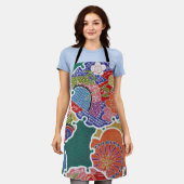 Tablier Japonais KIMONO Textile, motif floral (Porté)