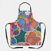 Tablier Japonais KIMONO Textile, motif floral (Recto)