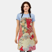 Tablier Japonais KIMONO Textile, motif floral (Porté)