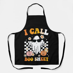 Tablier J'appelle Boo Sheet Halloween Rétro Fantôme