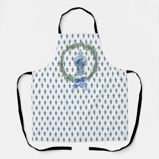 Tablier Jar de gingembre blanc et bleu (Recto)