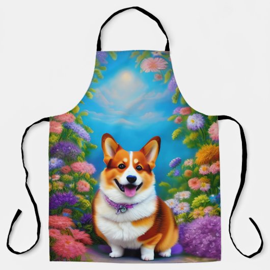 Tablier Jardin clair de lune Corgi Chien (Recto)