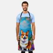 Tablier Jardin clair de lune Corgi Chien (Porté)