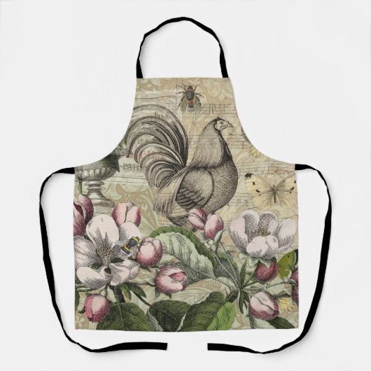 Tablier Jardin de Coq Vintage Art Collage : Campagne Franç (Recto)