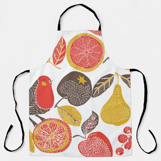 Tablier jardin de fruits avec oiseau (Recto)