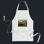 Tablier Jardin de Monet à Argenteuil par Claude Monet<br><div class="desc">Le Jardin de l'Artiste à Argenteuil (Un coin du Jardin avec Dahlias) (1873) de Claude Monet est un impressionisme vintage peinture de la nature florale d'art. Une ferme de campagne se trouve dans l'arrière - plan. Un couple amoureux passe devant un jardin romantique de printemps avec des roses en fleurs...</div>