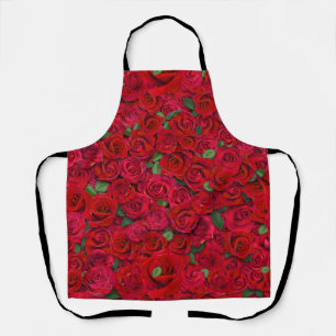 Tablier Jardin de roses rouges motif floral romantique san