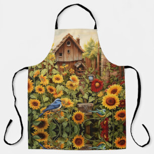 Tablier Jardin de tournesol avec maisons d'oiseaux