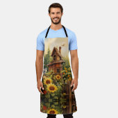 Tablier Jardin de tournesol avec maisons d'oiseaux (Porté)