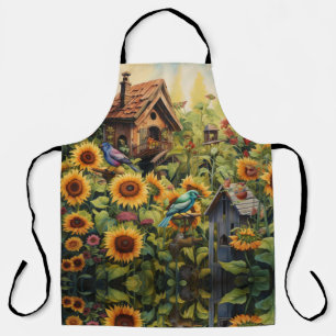 Tablier Jardin de tournesol avec maisons d'oiseaux