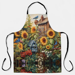 Tablier Jardin de tournesol avec maisons d'oiseaux