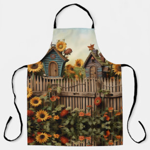 Tablier Jardin de tournesols avec nichoirs à oiseaux