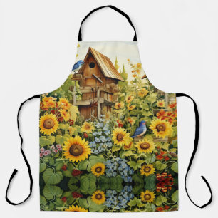 Tablier Jardin de tournesols avec nichoirs à oiseaux