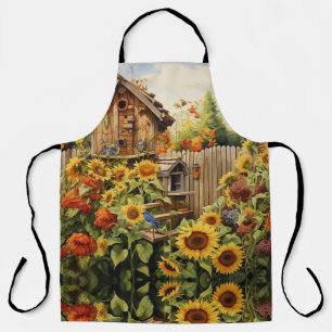 Tablier Jardin de tournesols avec nichoirs à oiseaux