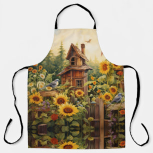 Tablier Jardin de tournesols avec nichoirs à oiseaux