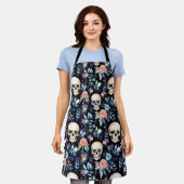 Tablier Jardin des os Apron - Crânes et Roses (Porté)