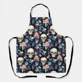 Tablier Jardin des os Apron - Crânes et Roses (Recto)