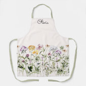 Tablier Jardin Fleur sauvage de l'aquarelle monogramme (Recto)