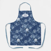 Tablier Jardin Floral Anglais Bleu et Grand-mère Blanc (Recto)