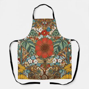 Tablier Jardin floral Art Nouveau – Tournesols, Abeille