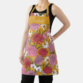 Tablier Jardin Floral Boho Jaune Nom Personnalisé (Insitu)