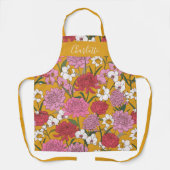 Tablier Jardin Floral Boho Jaune Nom Personnalisé (Recto)