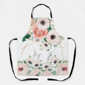 Tablier Jardin Floral Fleurs Botaniques Aquarelle Vert (Recto)