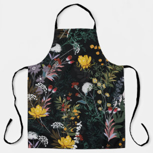 Tablier Jardin floral foncé : Motif nocturne florissant