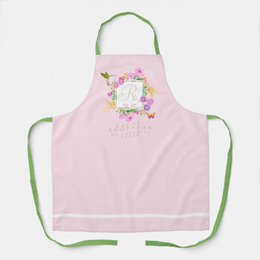 Tablier Jardin Floral Monogramme Rose (Recto)