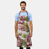 Tablier Jardin Floral Peony Vin Rose Grand-mère (Porté)