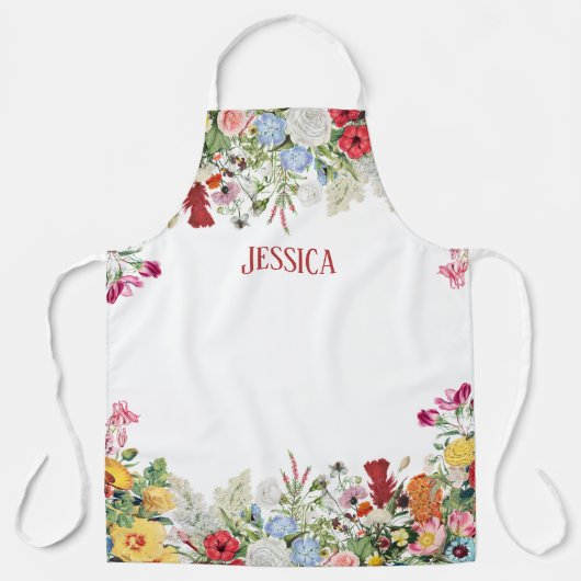 Tablier Jardin Floral Personnalisé Fleurs colorées (Recto)