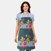 Tablier Jardin Floral Rose et abeilles (Porté)