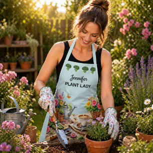 Tablier Jardin personnalisé mignon pour la dame de la plan