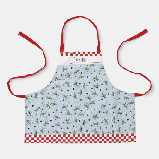 Tablier Jardin pour enfants Vert, Bleu et Rouge (Recto)