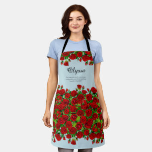 Tablier Jardin Romantique de Roses Rouges Classiques avec