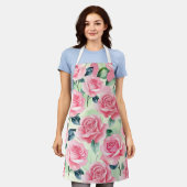 Tablier Jardin rose : Fleur dans le style (Porté)
