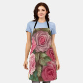 Tablier Jardin Rose victorien - Fleurs rose pastel (Porté)