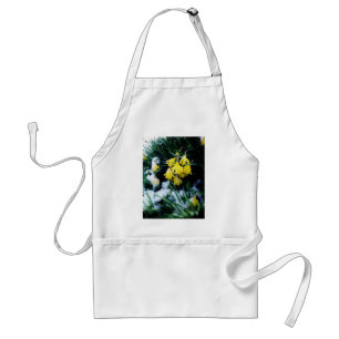 Tablier Jaune Daffodils fleurs dans la neige