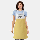 Tablier Jaune doux blanc avec nom et logo d'entreprise (Porté)